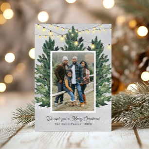 Rustieke familiefoto Kerstboomgaard Feestdagenkaart