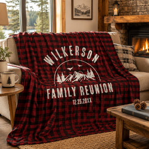 Rustieke familienaam blokhut cottage retro rode pl fleece deken