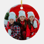 Rustieke familienaam eenvoudig een foto rode kerst keramisch ornament (Achterkant)