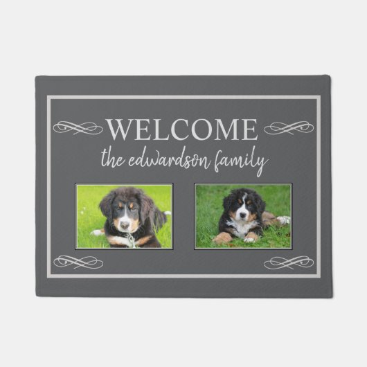Rustieke familienaam foto collage welkom deurmat (Voorkant)
