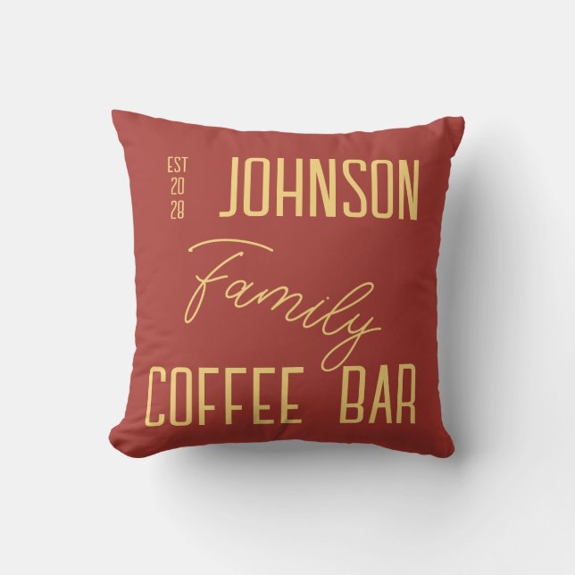 Rustieke familienaam keuken koffie kussen (Voorkant)