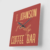 Rustieke familienaam keuken vierkante klok (Hoek)