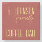 Rustieke familienaam koffie stenen onderzetter (Voorkant)