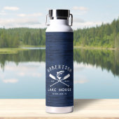 Rustieke familienaam Lake House Marine Blauw Hout Waterfles