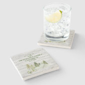 Rustieke familienaam Monogram Lake House Stenen Onderzetter (Zijkant)