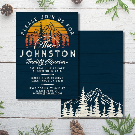 Rustieke familiereünie  retro zonneboom kaart