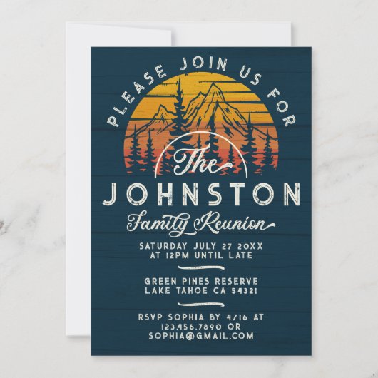 Rustieke familiereünie  retro zonneboom kaart (Voorkant)