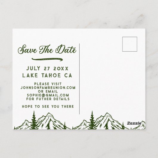 Rustieke familiereünie Save the Date Retro Sunset Briefkaart (Achterkant)