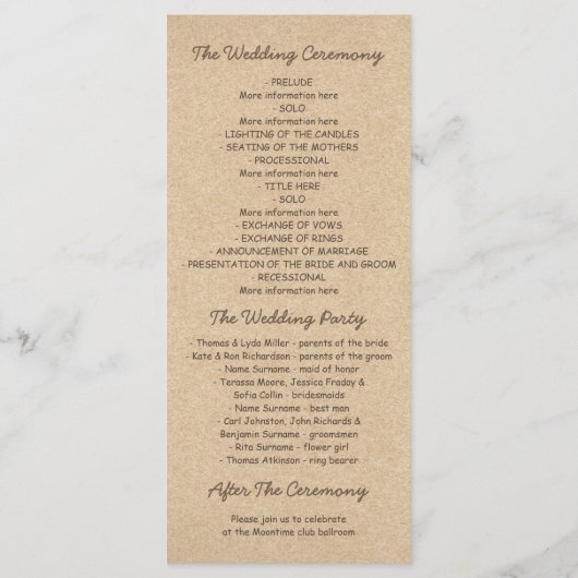 Rustieke fancy Bloemen Mason Jars Wedding Programm Programmakaart (Achterkant)