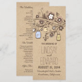 Rustieke fancy Bloemen Mason Jars Wedding Programm Programmakaart (Voorkant / Achterkant)