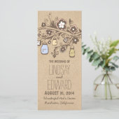 Rustieke fancy Bloemen Mason Jars Wedding Programm Programmakaart (Staand voorkant)