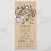 Rustieke fancy Bloemen Mason Jars Wedding Programm Programmakaart (Voorkant)