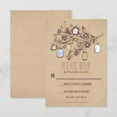 Rustieke fancy bloemenmetselaars bruiloft RSVP kaa Kaartje (Voorkant / Achterkant)