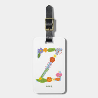 Rustieke Fantasie Bloemen Monogram (Z) Bagagelabel