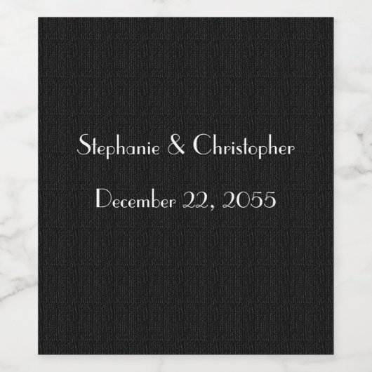 Rustieke Faux Black Burlap bruiloft gunst Wijn Etiket (Enkel label)