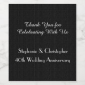 Rustieke Faux Black Burlap Jubileum Party Wijn Etiket (Enkel label)