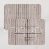 Rustieke Faux Bruin Hout Bruiloft RSVP Kaartje (Voorkant / Achterkant)
