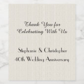 Rustieke Faux Burlap Jubileum Party Wijn Etiket (Enkel label)