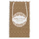 Rustieke Faux Burlap Lace bruiloft welkomsttas Klein Cadeauzakje (Voorkant)