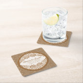 Rustieke Faux Burlap Lace Wood bruiloft gepersonal Kartonnen Onderzetters (Insitu)