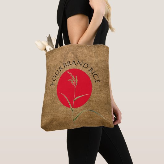  rustieke Faux Burlap Rice Sack Sjabloon Tote Bag (Dichtbij)