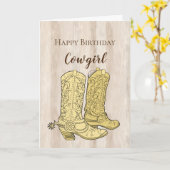 Rustieke Faux Cream White Wood Cowboy laarzen Verj Kaart (Gele Bloem)