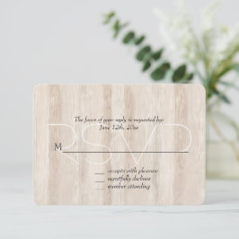 Rustieke Faux Cream Wit Hout Bruiloft RSVP Kaartje