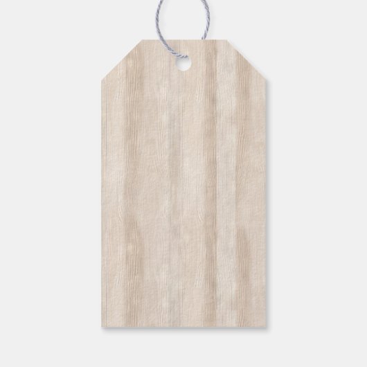 Rustieke Faux Cream Wit Houten Bruiloft Cadeaulabel (Achterkant)