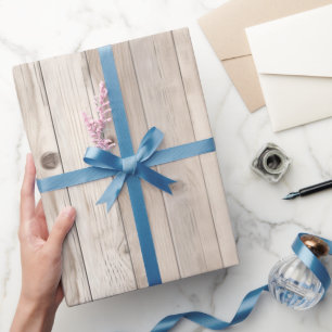 Rustieke Faux Cream Wit Houten Bruiloft Cadeaupapier