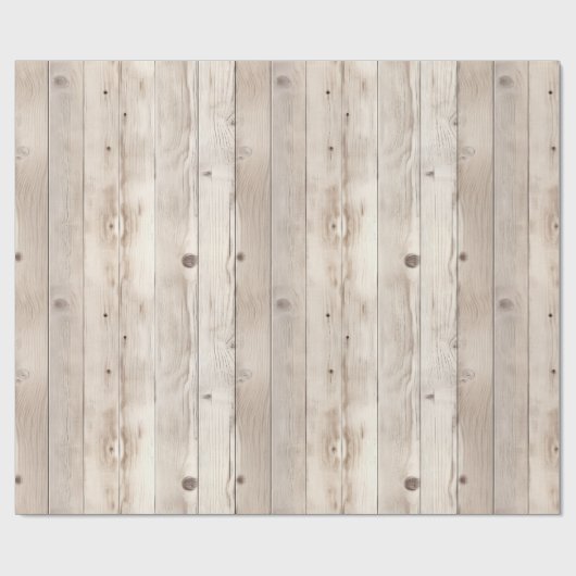 Rustieke Faux Cream Wit Houten Bruiloft Cadeaupapier (Vlak)