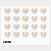 Rustieke Faux Cream Wit Houten Bruiloft Hart Sticker (Vel)