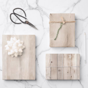 Rustieke Faux Cream Wit Houten Bruiloft Inpakpapier Vel