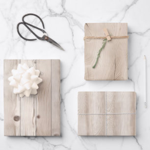 Rustieke Faux Cream Wit Houten Bruiloft Inpakpapier Vel