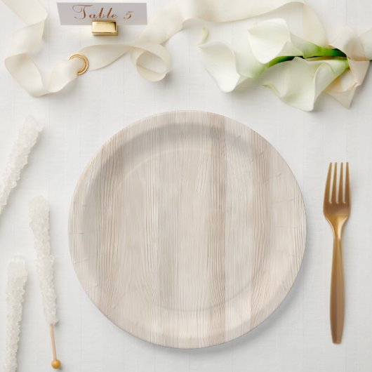 Rustieke Faux Cream Wit Houten Bruiloft Papieren Bordje (Huwelijk)