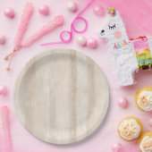 Rustieke Faux Cream Wit Houten Bruiloft Papieren Bordje (Feest)