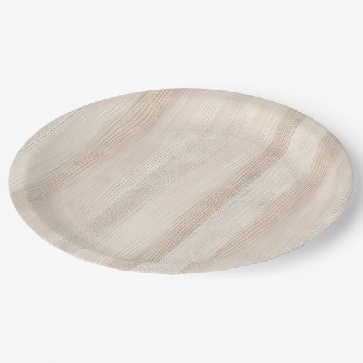 Rustieke Faux Cream Wit Houten Bruiloft Papieren Bordje (Gekanteld)