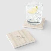 Rustieke Faux Cream Wit Houten Bruiloft Stenen Onderzetter (Zijkant)