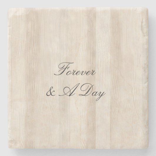 Rustieke Faux Cream Wit Houten Bruiloft Stenen Onderzetter (Voorkant)