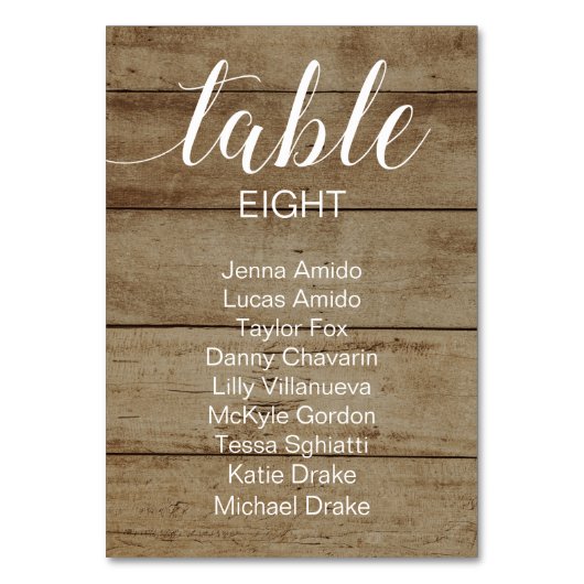 Rustieke Faux Hout Bruiloft Zitkaart Kaarten (Achterkant)