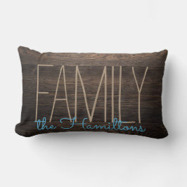 Rustieke FAUX HOUT Chique Familie Monogram BLAUW Kussen