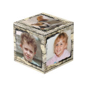 Rustieke faux hout familie 5 foto kubus (Achter hoekig)
