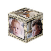 Rustieke faux hout familie 5 foto kubus (Voorkant hoekig)