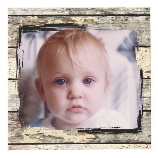 Rustieke faux hout familie 5 foto kubus (Voorkant)