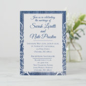 Rustieke Faux Jean met Laurel Wedding Kaart (Staand voorkant)