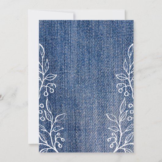 Rustieke Faux Jean met Laurel Wedding Kaart (Achterkant)
