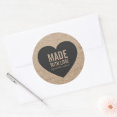 Rustieke Faux Kraft en Grijs Hart Gemaakt met Lief Ronde Sticker (Envelop)