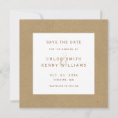 Rustieke Faux Kraft Papier Goud Bruiloft Foto Vier Save The Date (Achterkant)