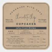 Rustieke Faux Kraft Papier Zelfgemaakte Food Cotta Vierkante Sticker (Voorkant)