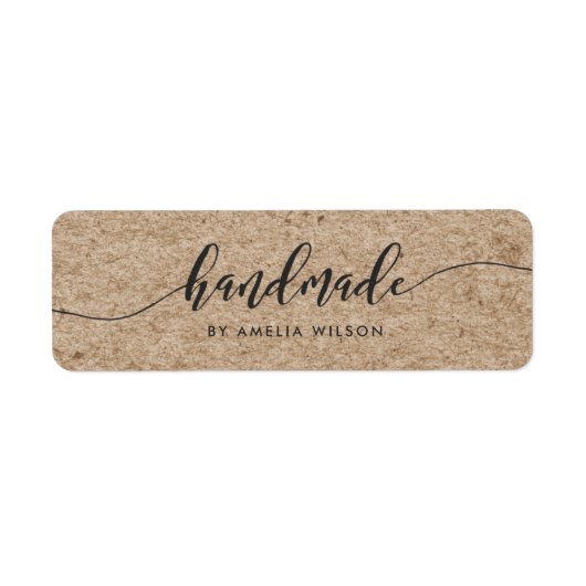 Rustieke Faux Kraft Relax Script Handgemaakt Etiket (Voorkant)