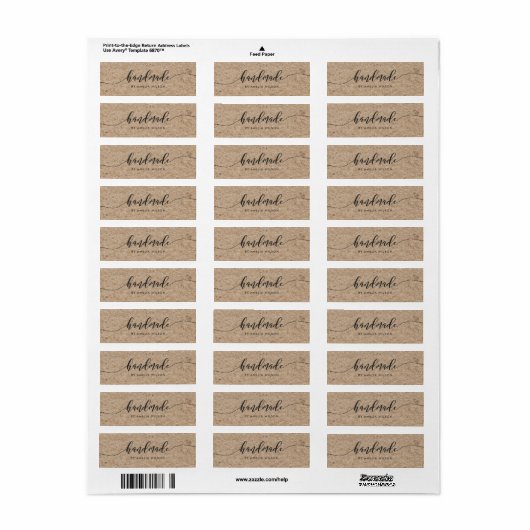 Rustieke Faux Kraft Relax Script Handgemaakt Etiket (Full Sheet)